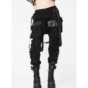 Dolls kill club exx commander smoke drop crotch cargo pants